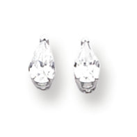 14K Gold Cubic Zirconia Diamond pear stud earring