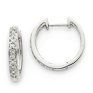 0.3 Carat 14K White Gold Diamond Complete Hinged Hoop Earrings