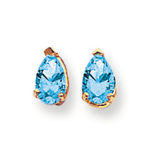 1.1 Carat 14K Gold 6x4mm Pear Blue Topaz earring