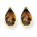 0.7 Carat 14K Gold 6x4 Pear Smokey Quartz Earring