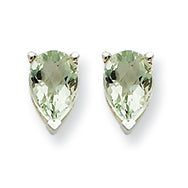 0.8 Carat 14K Goldw 6x4 Pear Green Amethyst Earring