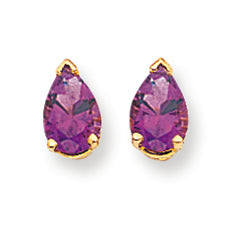 1.3 Carat 14K Gold 7x5mm Pear Amethyst earring