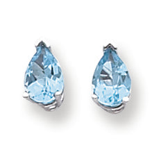 1.8 Carat 14K White Gold 7x5mm Pear Blue Topaz earring