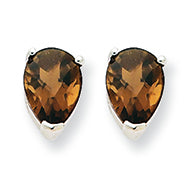 1.3 Carat 14K Goldw 7x5 Pear Smokey Quartz Earring