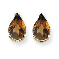 1.3 Carat 14K Goldw 7x5 Pear Smokey Quartz Earring