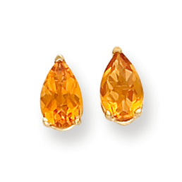 1.8 Carat 14K Gold 8x5mm Pear Citrine Checker earring