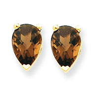 1.7 Carat 14K Gold 8x5 Pear Smokey Quartz Earring