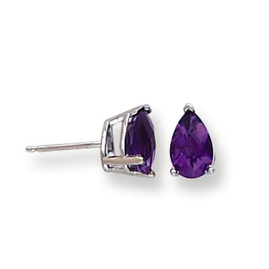 1.8 Carat 14K White Gold 8x5mm Pear Amethyst Checker earring