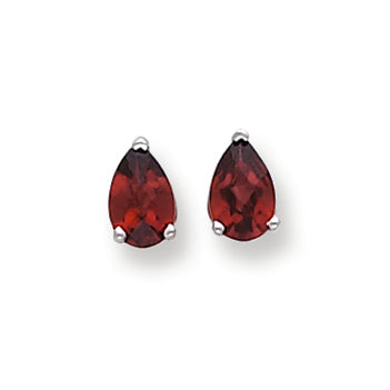 2.5 Carat 14K White Gold 8x5mm Pear Garnet Checker earring