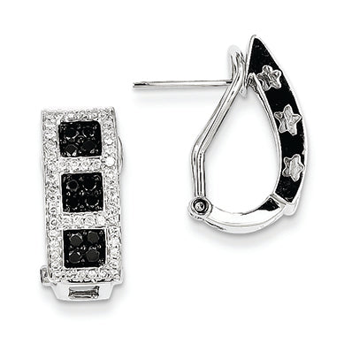 0.9 Carat 14K White Gold Black & White Diamond Earrings