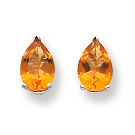 2.6 Carat 14K White Gold 9x6mm Pear Citrine earring