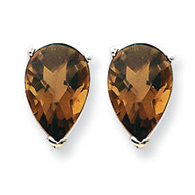 2.5 Carat 14K Goldw 9x6 Pear Smokey Quartz Earring