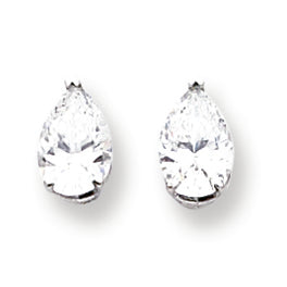 14K White Gold 9x6mm Pear Cubic Zirconia earring