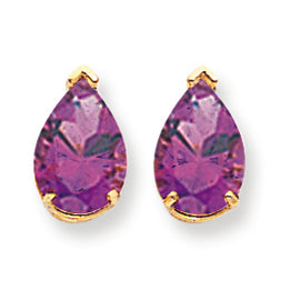 3.5 Carat 14K Gold 10x7mm Pear Amethyst earring