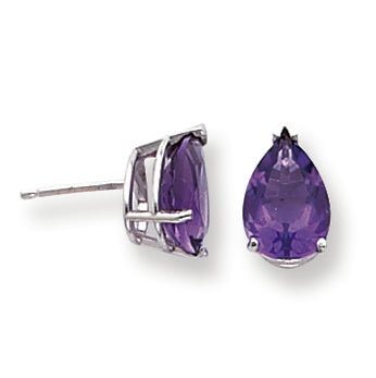 3.5 Carat 14K Gold Amethyst Diamond pear stud earring