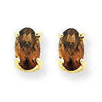 0.5 Carat 14K Gold 5x3 Oval Smokey Quartz Earring