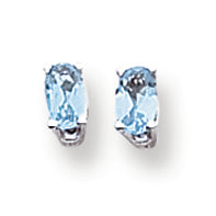 0.6 Carat 14K White Gold 5x3mm Oval Blue Topaz earring