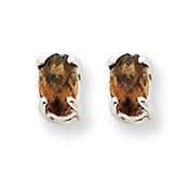 0.4 Carat 14K Goldw 5x3 Oval Smokey Quartz Earring