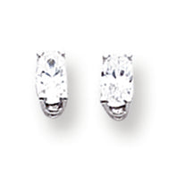 14K White Gold 5x3mm Oval Cubic Zirconia earring