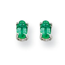 0.5 Carat 14K White Gold Emerald Earrings