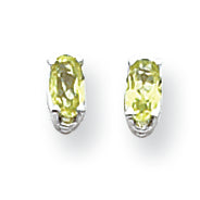 0.6 Carat 14K Gold Peridot Diamond oval stud earring