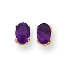 0.9 Carat 14K Gold 6x4mm Oval Amethyst Checker earring