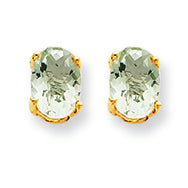 0.9 Carat 14K Gold 6x4 Oval Green Amethyst Earring
