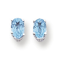 1.2 Carat 14K White Gold 6x4mm Oval Blue Topaz earring