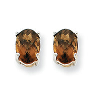 0.9 Carat 14K Goldw 6x4 Oval Smokey Quartz Earring