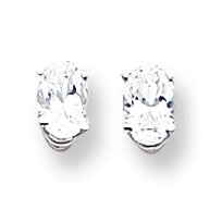14K Gold Cubic Zirconia Diamond oval stud earring
