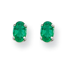 1 Carat 14K White Gold Emerald Earrings