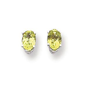14K White Gold 6x4mm Oval Peridot earring