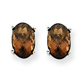 14K Goldw 6x4 Oval Smokey Quartz Earring