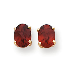 2.3 Carat 14K Gold 7x5mm Oval Garnet Checker earring