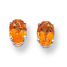1.7 Carat 14K White Gold 7x5mm Oval Citrine earring