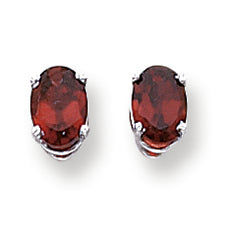 2.1 Carat 14K White Gold 7x5mm Oval Garnet earring