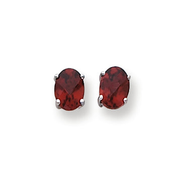2.3 Carat 14K White Gold 7x5mm Oval Garnet Checker earring
