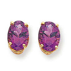 2.2 Carat 14K Gold 8x6mm Oval Amethyst earring