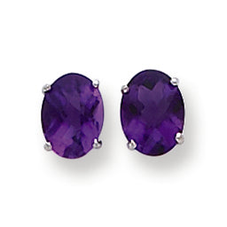2.4 Carat 14K White Gold 8x6mm Oval Amethyst Checker earring