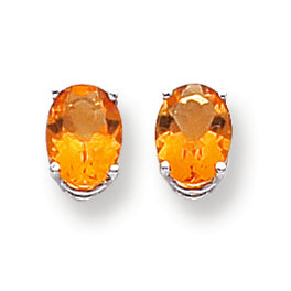 2.3 Carat 14K White Gold 8x6mm Oval Citrine earring