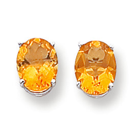 3.6 Carat 14K White Gold 9x7mm Oval Citrine earring