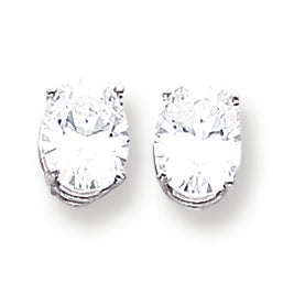 14K Gold Cubic Zirconia Diamond oval stud earring