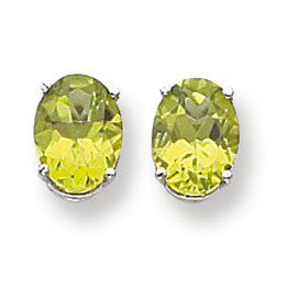 4.1 Carat 14K White Gold 9x7mm Oval Peridot earring