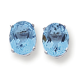6.8 Carat 14K Gold Blue Topaz Diamond oval stud earring