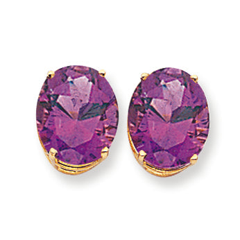 8.9 Carat 14K Gold 12x10mm Oval Amethyst earring