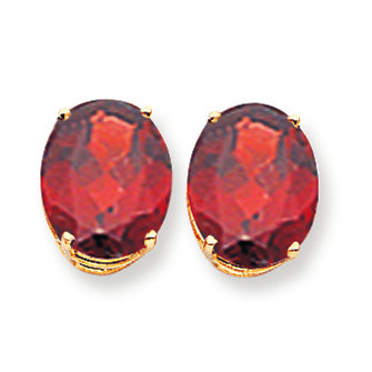11 Carat 14K Gold 12x10mm Oval Garnet earring