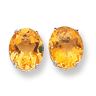 9.5 Carat 14K White Gold 12x10mm Oval Citrine earring