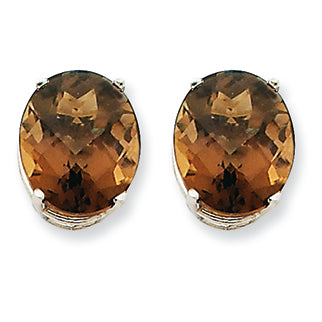 9.6 Carat 14K Goldw 12x10 Oval Smokey Quartz Earring
