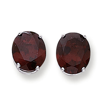 11 Carat 14K Gold Garnet Diamond oval stud earring