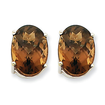 11.3 Carat 14K Goldw Oval 4-Prong 14 x 10mm Smokey Quartz Earring